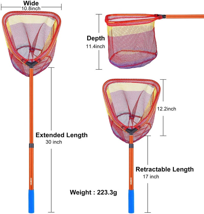 ODDSPRO Kids Fishing Net - Telescoping 11.4" Bait Net, Extends to 30" for Easy Catch and Release - Image 2